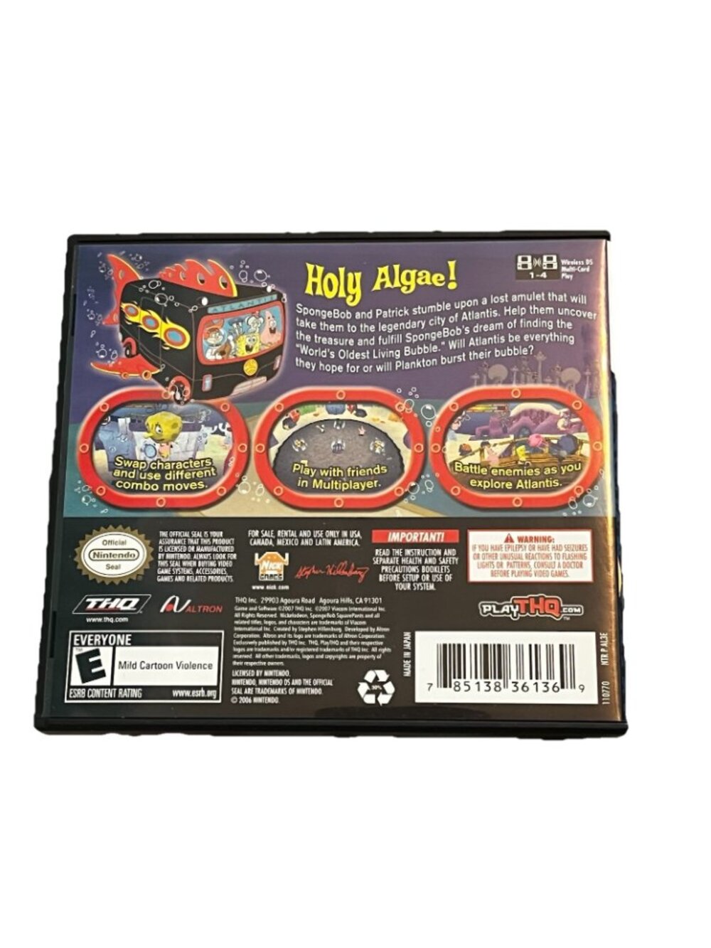 Nintendo DS Spongebob's Atlantis Squarepantis NO GAME Case & manual Only 2007 - Picture 3 of 8